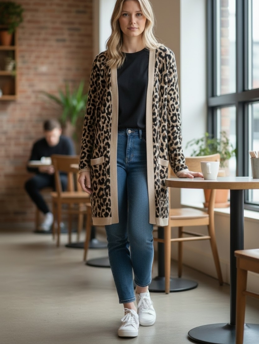 💎J. Crew Leopard Print 100% Cotton Cardigan L Mob Wife Aesthetic Animal print